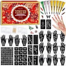 MuseLuxe Temporary Tattoos Stencils Kit,Temporary Tattoos Kit 8 Pcs 4 ColorB...