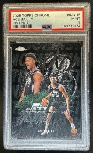 2025-26 Topps Chrome Ace Bailey Instinct Rookie RC #INS-15 Jazz PSA 9