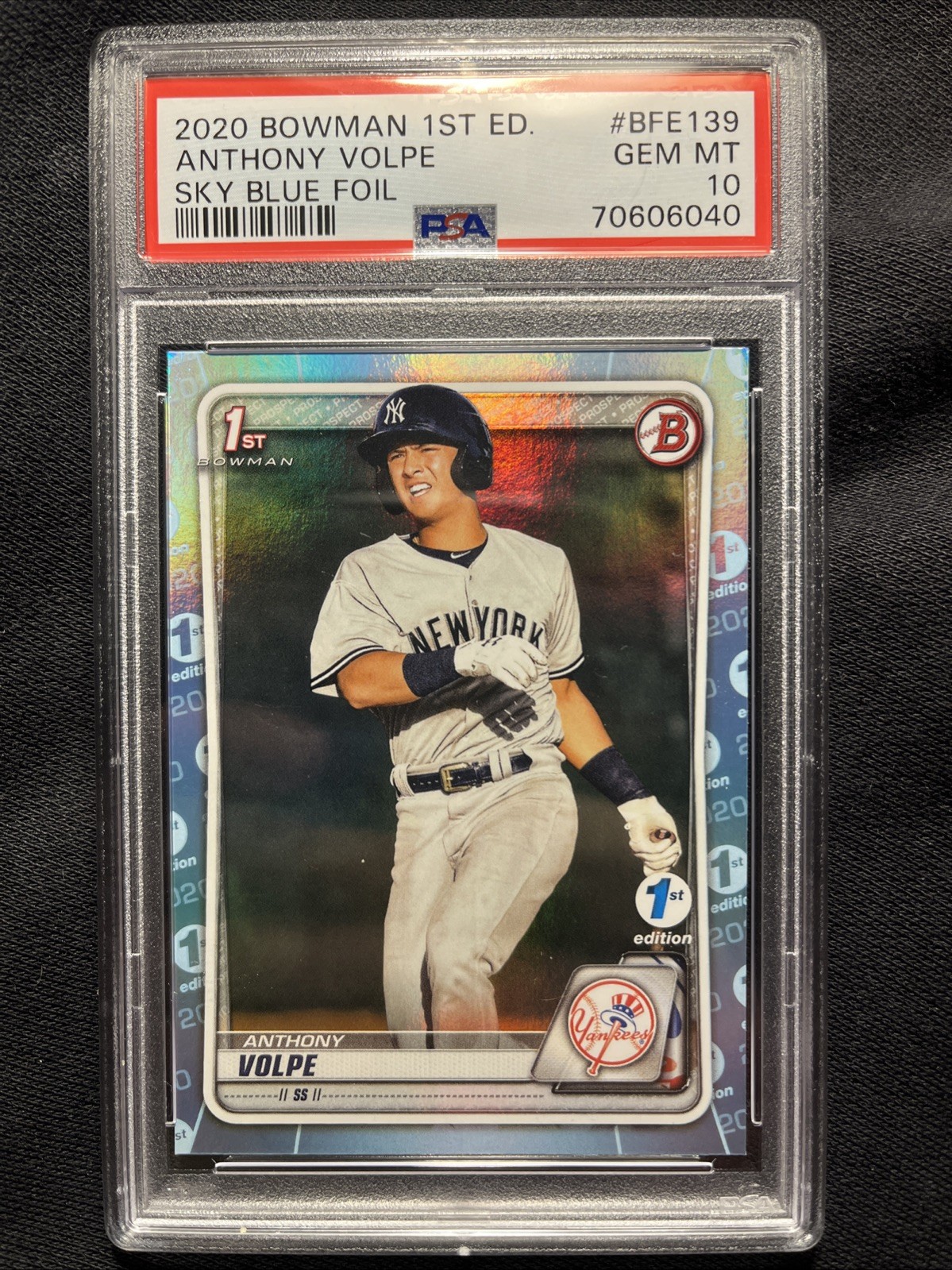 2020 Bowman 1st Edition Anthony Volpe Sky Blue Foil PSA 10 1st Bowman