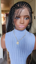 Handmade box braided Full Lace Cornrow wig 1B/red