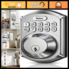Keyless Entry Deadbolt Lock, Electronic Keypad, Satin Nickel Finish, Smart Secur