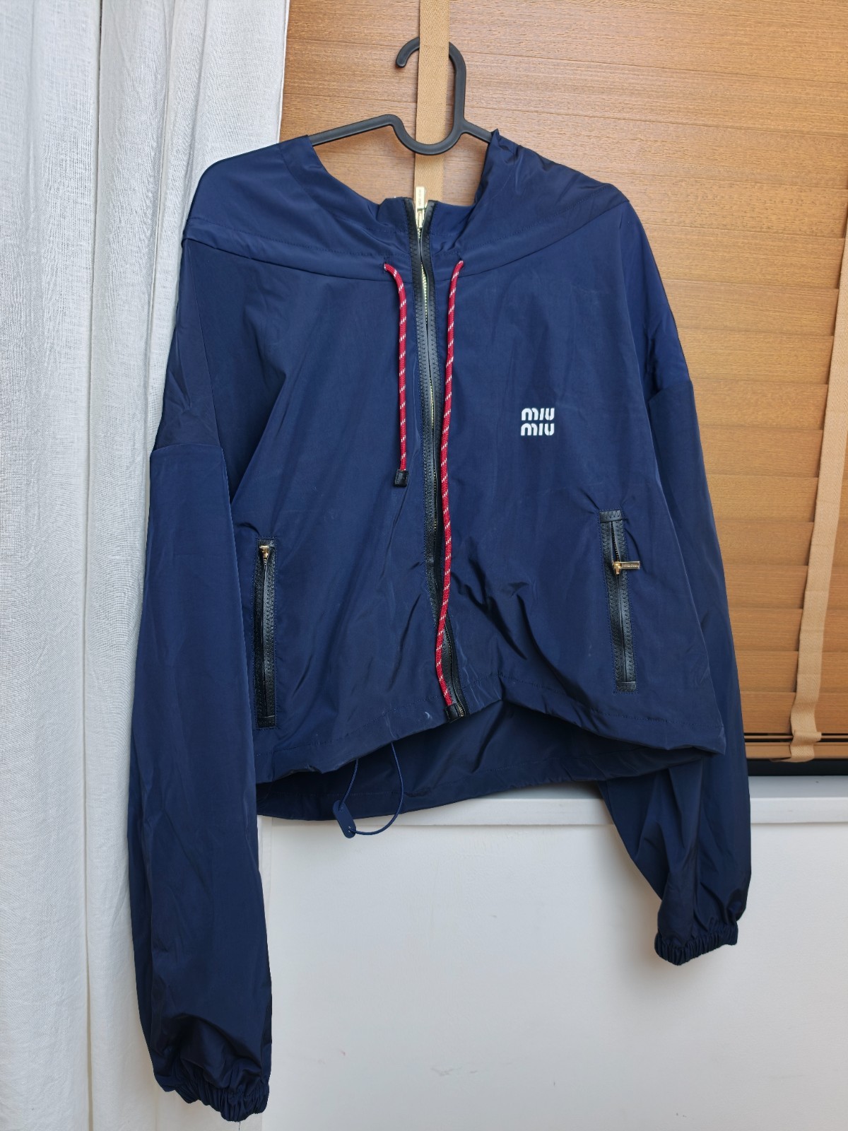 Miu Miu Technical Fabric Blouson Jacket in Navy Blue Medium