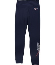 Reebok Womens Classic Big Logo Compression Athletic Pants, Blue, Small