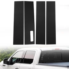 4pc Carbon Fiber Grain Window B Pillar Post Trim Accessories For Ford F150 15-25