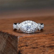 2Ct Marquise Cut Lab Created Diamond 14k White Gold FN Wedding  Engagement Ring