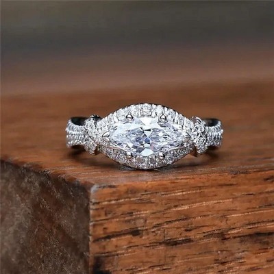 2Ct Marquise Cut Lab Created Diamond 14k White Gold FN Wedding & Engagement Ring