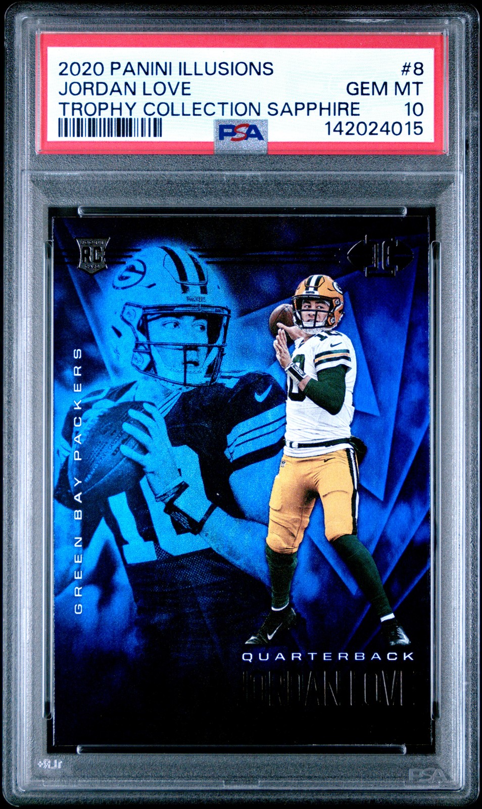 Jordan Love Panini Illusions #8 Trophy Collection Sapphire