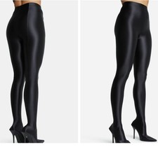 Stripper stiletto pants lycra satin black boots leggings, black shiny size 6