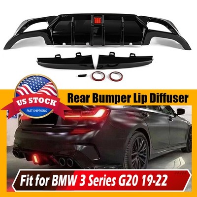 Rear Bumper Lip For BMW 3 Series G20 330i M340i Sport Diffuser Gloss Black 19~22