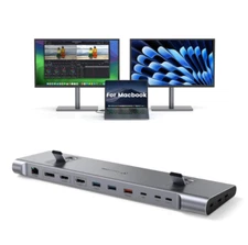 TobenONE MacBook Docking Station Dual 4K@60Hz Monitor, 16-in-2 USB C Dock-OB