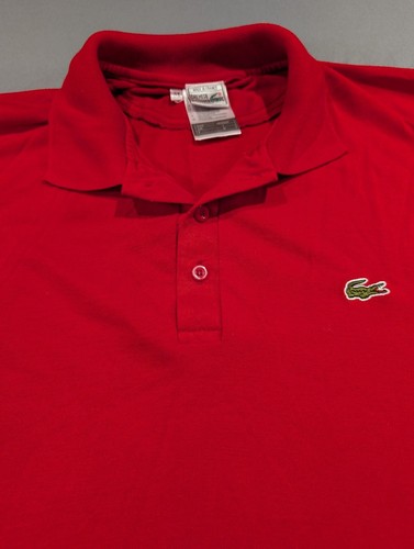 Lacoste, Vintage Chemise Lacoste Polo Shirt Size M Red Cotton, Made in France