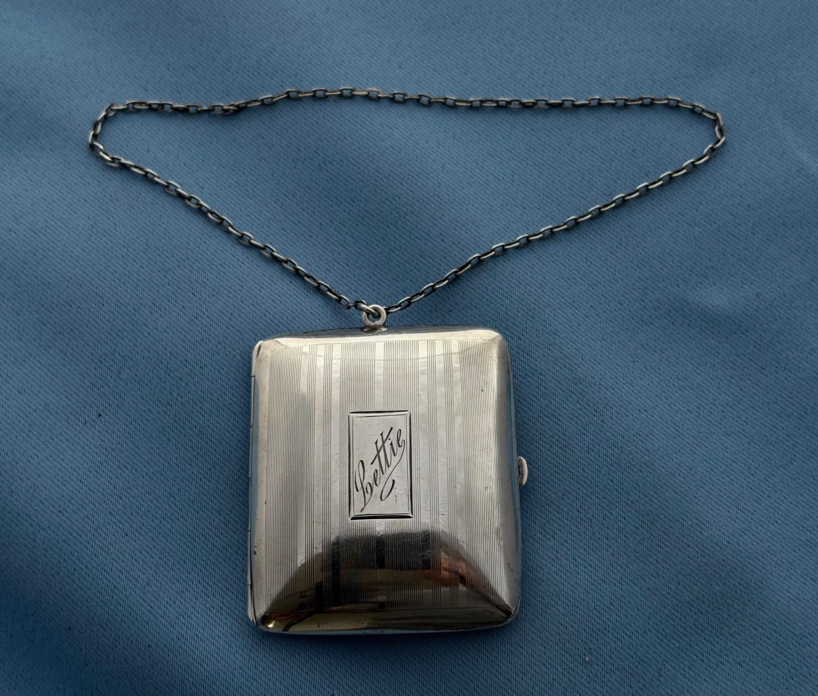 Webster Sterling Change Purse With Chain 2 1/2 x 2  Inch Long Mono 53 Gr