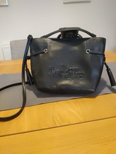 Black Leather Designer Handbag By Coach