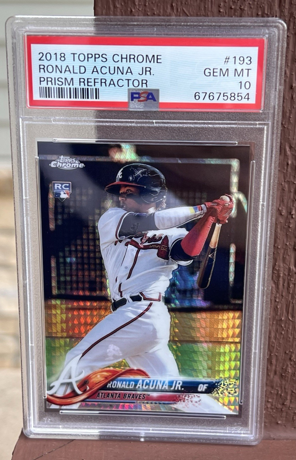 2018 Topps Chrome #193 Ronald Acuna Jr. Prism Refractor PSA 10 - Braves RC
