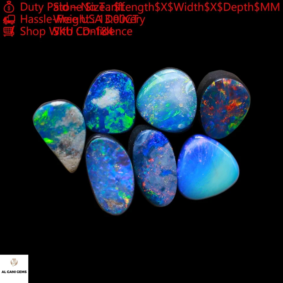 7 Pcs Lot Lab-Created Mix Doublet Opal 13.00 Cts Cabochon 7X8X3 mm TO 8X10X4 mm - Image 4 of 4
