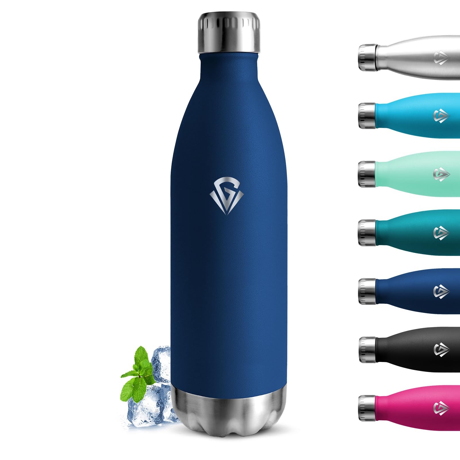 Grsta Borraccia Termica 1 litro, Senza BPA, Borraccia Acciaio Inox, Senza (h3G)