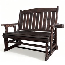 Heavy Duty Wooden Patio Glider w/ Cup Holders...