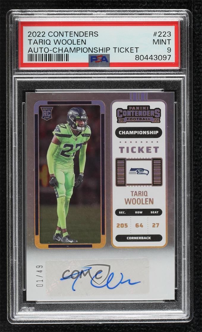 2022 Contenders Championship Ticket /49 Tariq Woolen PSA 9 MINT Rookie Auto RC