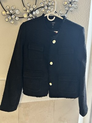 Express NWT Women's Black Short Basic Jacket Button Front Pockets Size M