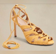 Banana Republic Women's Peep Toe Jenne Suede Heel Mango Yellow Size 7
