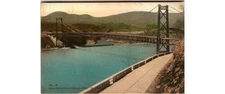 1933 Bear Mt Bridge Postcard Hand Colored Hudson River NY Delaware County View