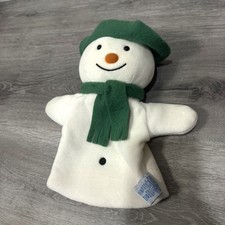 VTG Eden Raymond Briggs The Snowman 10" Plush Hand Puppet Green Felt Hat  Scarf