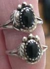 2 VINTAGE STERLING SILVER BLACK ONYX RINGS SOUTHWESTERN  NATIVE AMERICAN