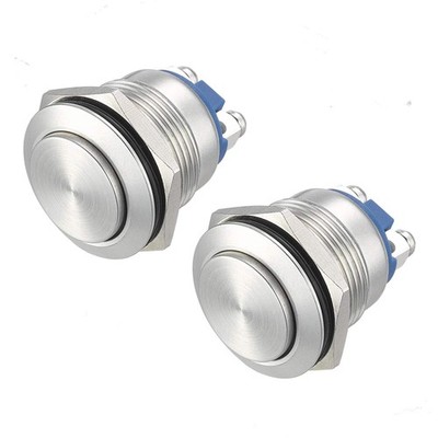 19mm Momentary Push Button Switch Stainless Steel Waterproof Metal High Round