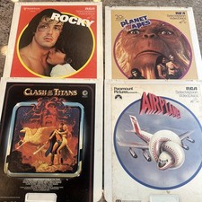 4 Vintage CED VideoDisc Movies Rocky Airplane Planet of the Apes Clash of Titan