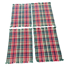Pier 1 Imports Christmas Tartan Plaid Woven Holiday Placemat Set Of Four