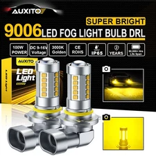 AUXITO 9006 HB4 LED Fog Light Bulbs 3000K Golden Yellow Driving Lamp DRL 100W US