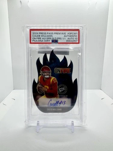 ❗️2024 Press Pass Prem W/E Caleb Williams On Fire Au-Spr Gold 1/1 Auto 10 ❗️