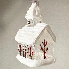 Roman Inc. Church Ornament Snowy Scene 4.75 Inch Tall Item 32858 Christmas Decor