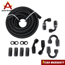 Nylon Braided Fuel Line Kit w/ Oil/Gas/Fuel Hose Fittings Adapters 1/2" 8AN 20FT