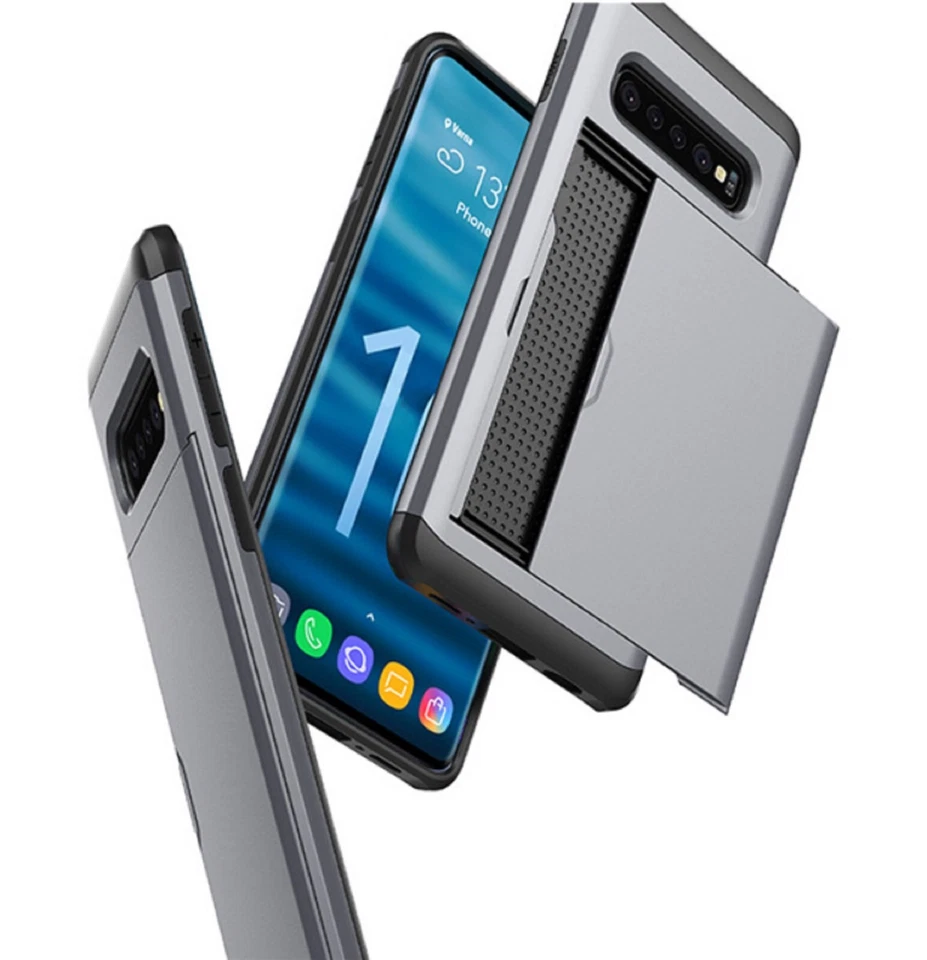 For Galaxy S10 S9 S8 Note Plus Edge Card Slot Holder Wallet Shock Proof Case - Image 2 of 4