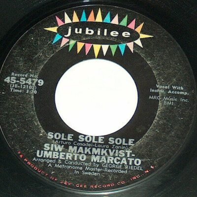 45 RPM SIW Makmkvist Umberto Marcato Sole Sabato Sera 1964 Jubilee ERROR 5479 VG