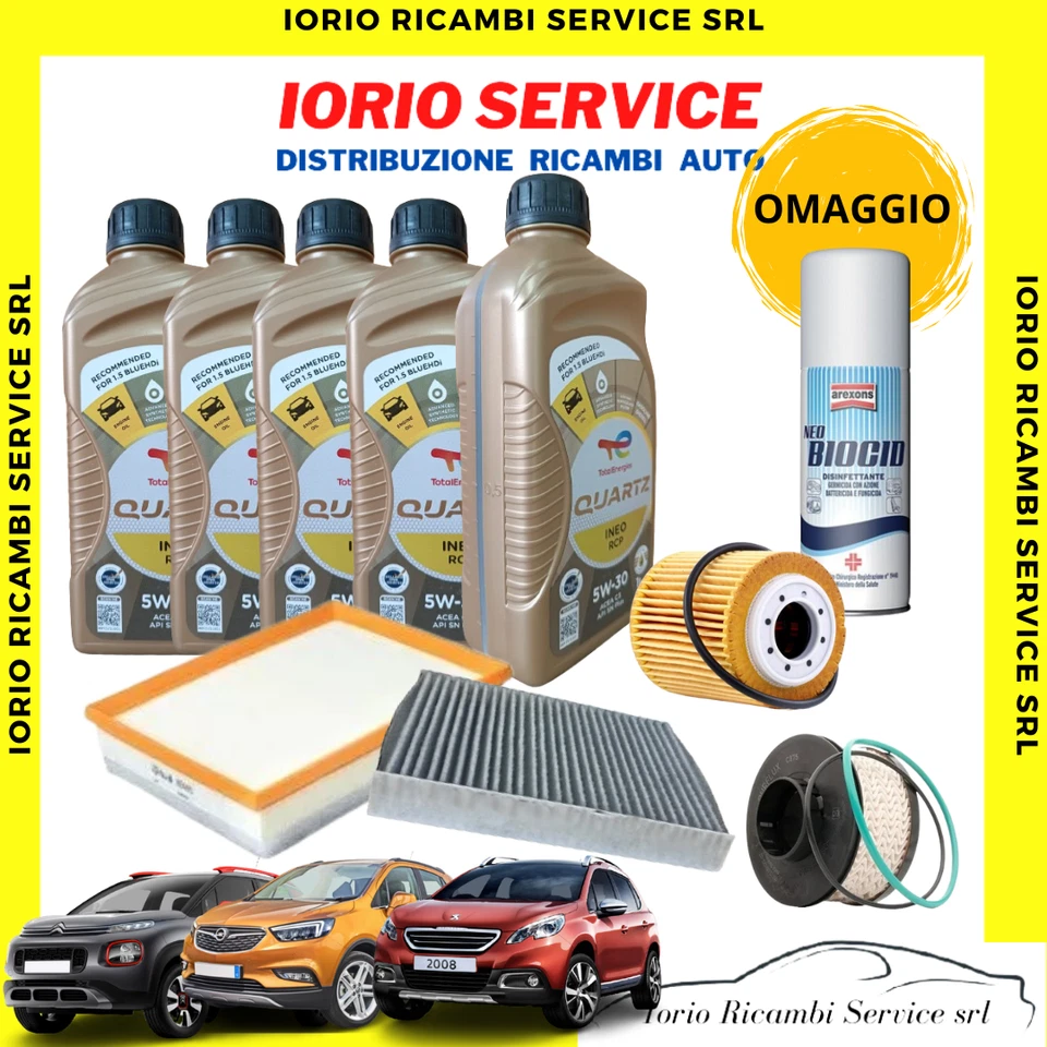 KIT TAGLIANDO 5 LT OLIO TOTAL 5W30 INEO RCP + 4 FILTRI MOTORI PSA 1500 BLUE HDI - Immagine 2 di 4