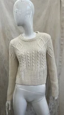 TOPSHOP NEW! Ivory Cream Cable Knit Angora Blend Crew Neck Cropped Sweater US 8