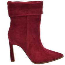 Tronchetto stivaletto bordeaux donna in camoscio dritto a punta tacco doppio 10 
