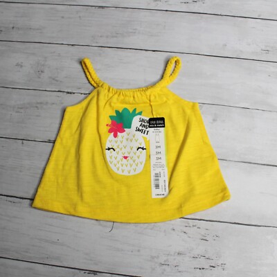 Okie Dokie Baby's Girl's Braided Top Size 3 Months Yellow Pineapple Summer