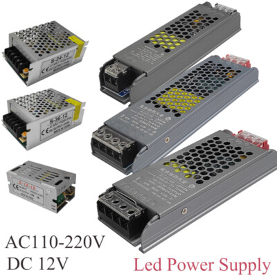 AC110-220V to DC12V Power Supply LED Driver Ultra-thin Adapter Switching 12-400W