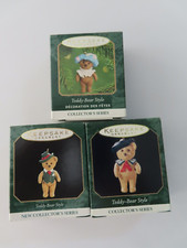 Lot Of 3 Hallmark Teddy Bear Style Miniature Ornaments - MIB