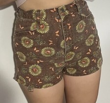 VTG BONJOUR Sunflower Brown Le Mode Shorts Super 1990s Women Size 5/6 25  Waist