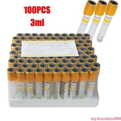 100*3mL Yellow Lab Vacuum Blood Collection 12mmx75mm Tubes Gel  Clot Activator