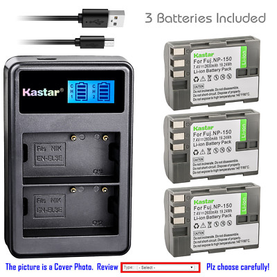 Kastar Battery LCD Dual Charger for Fujifilm NP-150 BC-150 & Fuji FinePix S5 Pro