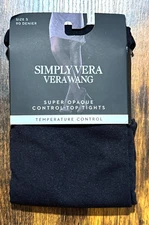 Simply Vera Super Opaque Temperature Control Top Tights Size 5 90 Denier NWT