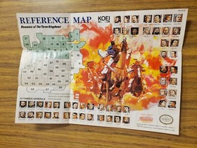 AUTHENTIC USED ROMANCE OF THE THREE KINGDOMS NES INSERT POSTER / REFERENCE MAP