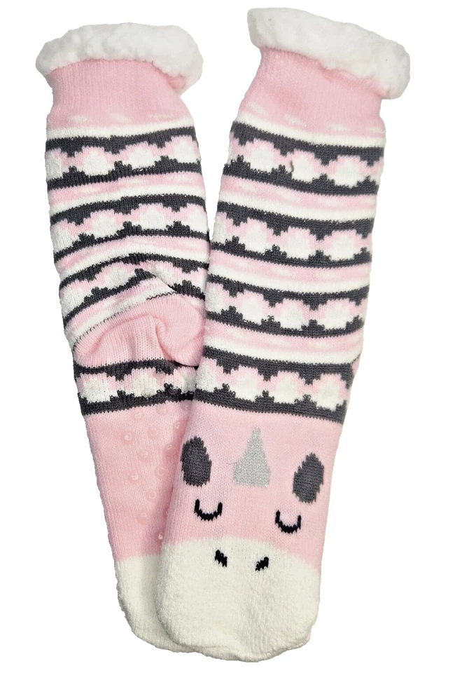 Acogedores Calcetines Peludos Rosa Unicornio Damas Talla 6-8 Medias Largas de Invierno NUEVO Foto 2 de 4