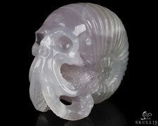 3.6" Fluorite Hand Carved Nautiloid Cthulhu Crystal Skull Sculpture, Healing