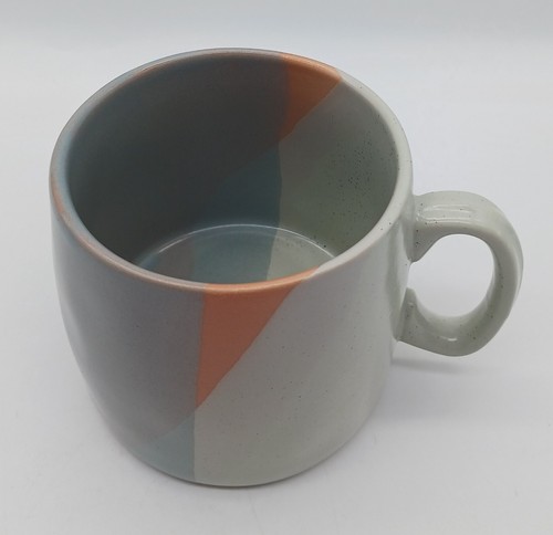 Crofton 14 fl oz Stoneware Gray Orange Geometric Coffee Mug Layered Glaze Modern - Picture 2 of 9